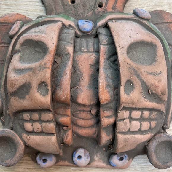 Traditional Three Faces Terracotta Decorative‎ Mask - Picture 2 of 5